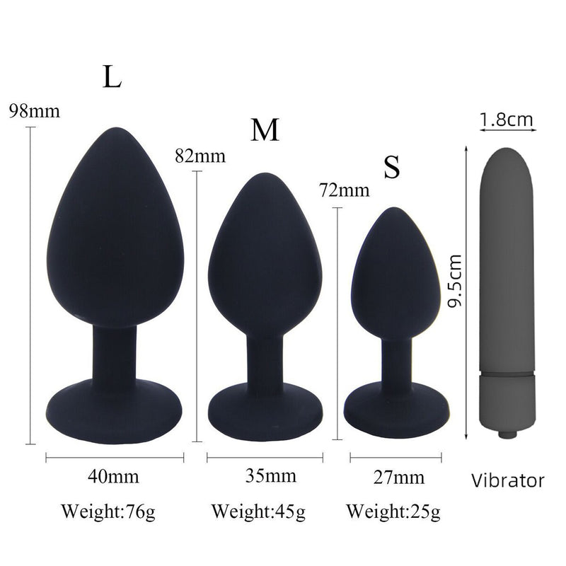 Silicone Plug Bullet Vibrator Butt S/M/L