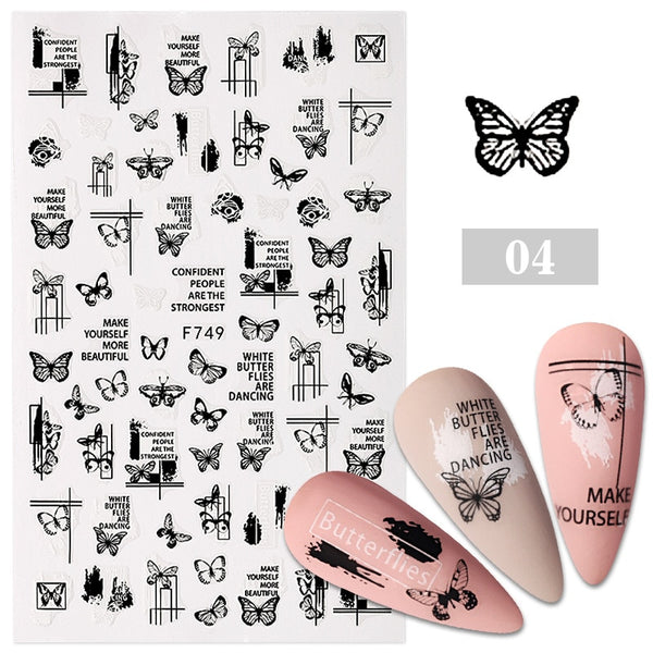 Love English Letters Flower Design 3D Nail Sticker