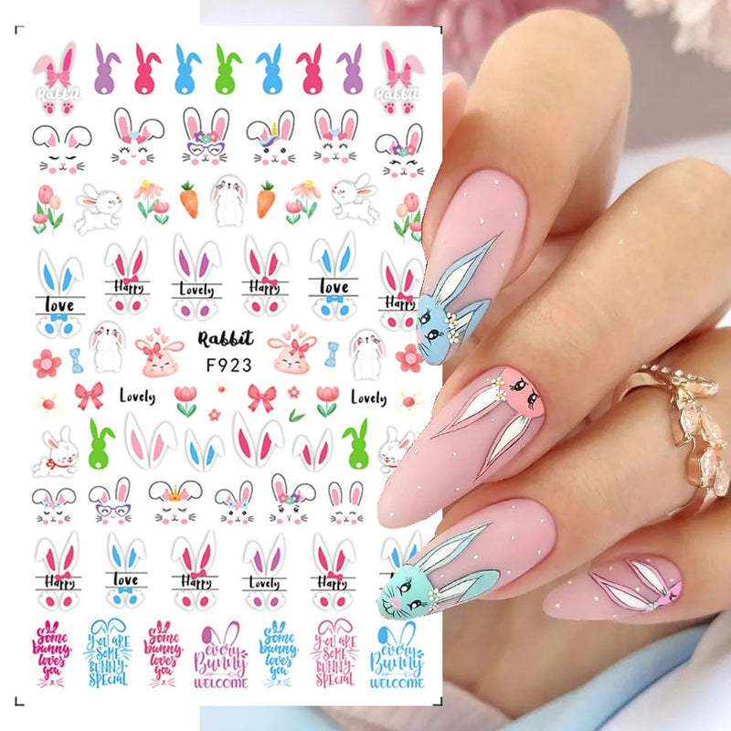 Easter Bunny Nail Stickers Cute Cartoon