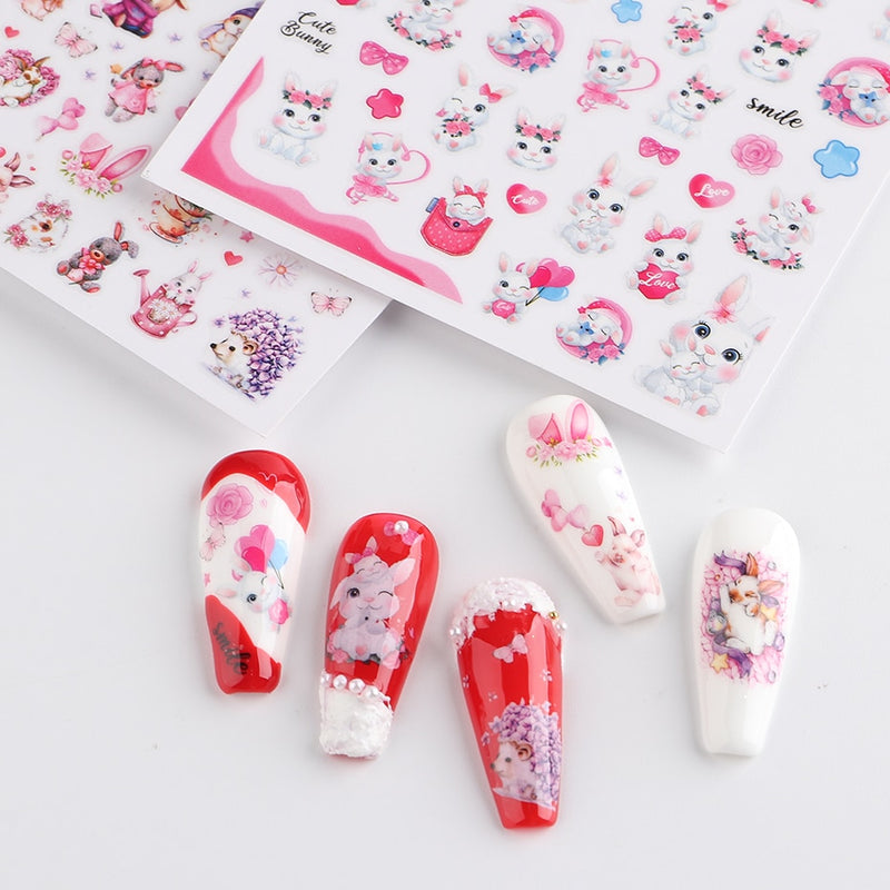 Easter Bunny Nail Stickers Cute Cartoon