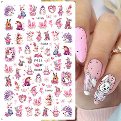 Easter Bunny Nail Stickers Cute Cartoon