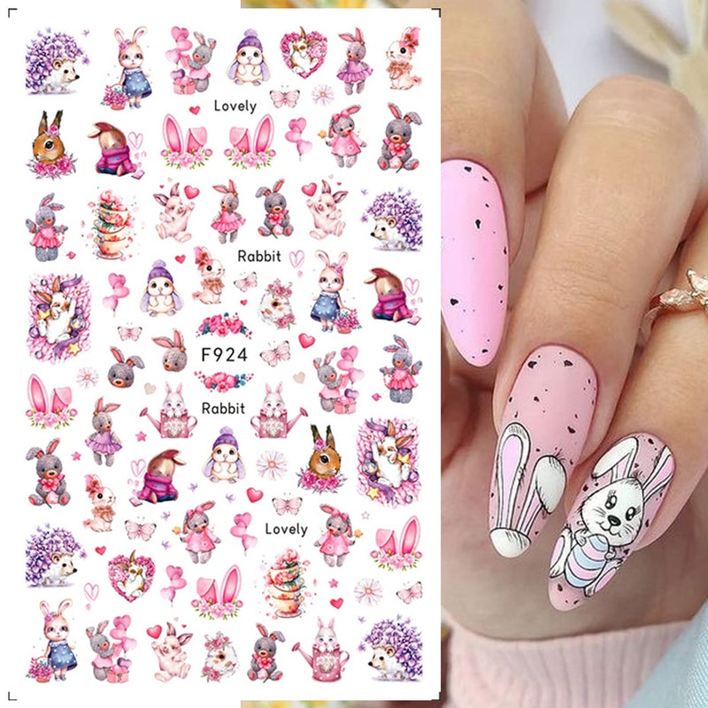 Easter Bunny Nail Stickers Cute Cartoon