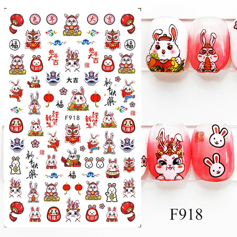 Easter Bunny Nail Stickers Cute Cartoon