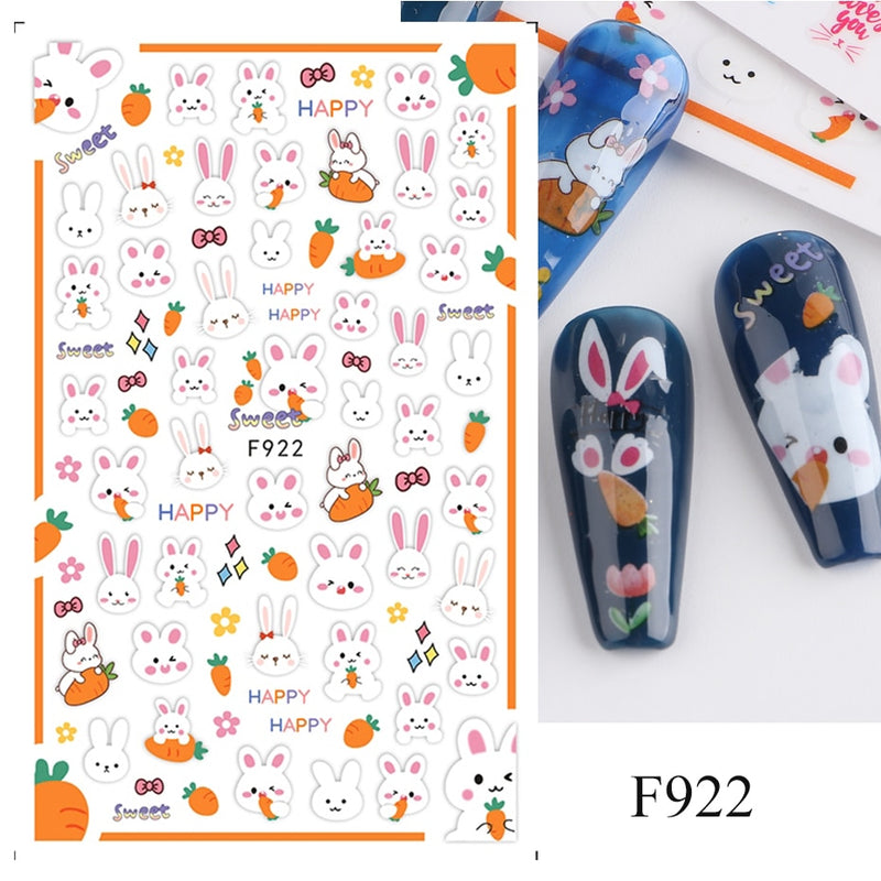 Easter Bunny Nail Stickers Cute Cartoon