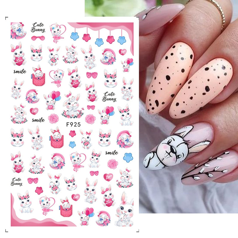 Easter Bunny Nail Stickers Cute Cartoon